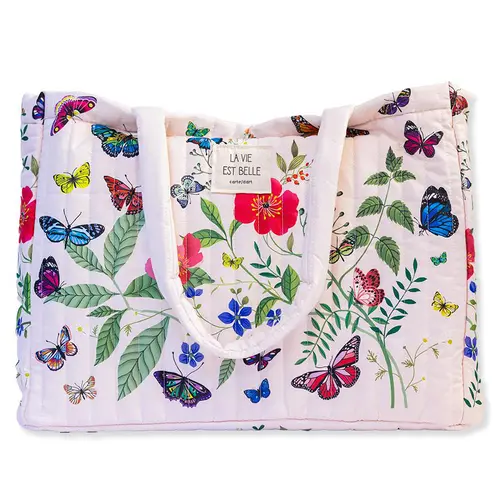 Style nature:Grand cabas matelassé Cartesdart Papillons - 46 x 15 x 36 cm