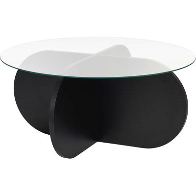 Table basse ronde en verre Aeris (Noir, verre transparent)