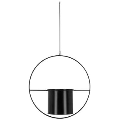 Jardinière déco ronde d'intérieur en métal noir (A suspendre)