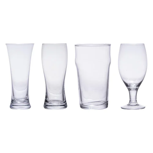 Pour aménager le jardin：Chopes à bière en verre transparent - Coffret de 4 verres différents