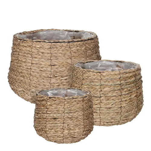 Jardin simple：Panier rond coloris marron en osier Avalon Mica Decorations - 32 x Ø 44 cm