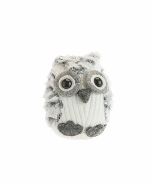 Jardin passion:Hibou debout en peluche de couleur naturelle - 12 x 11 x 10 cm