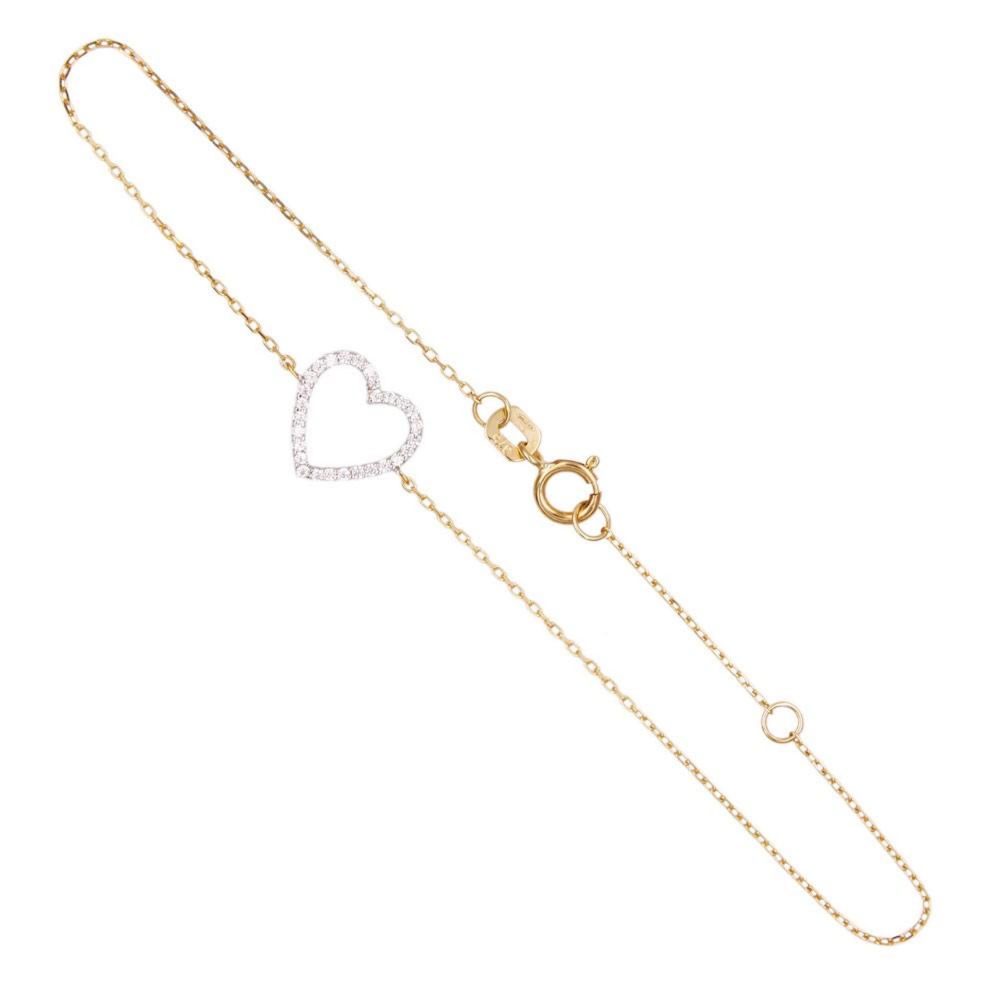 L'ATELIER D'AZUR Bracelet Or Jaune - Coeur Pavé de Zirconiums – Aménagement du jardin