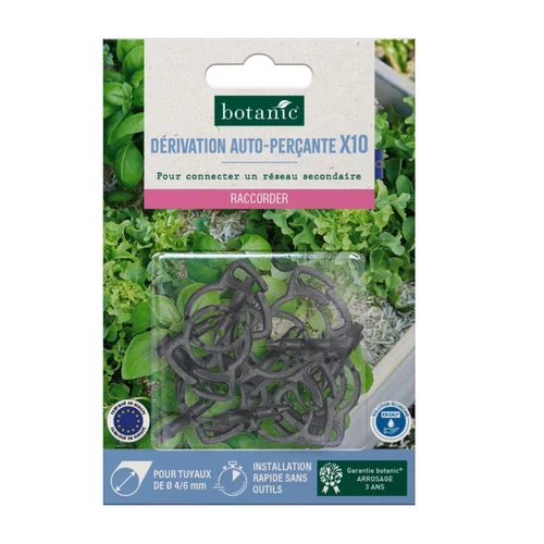Jardin et confort:10 jonctions cannelées pour tuyau Ø 4/6 mm auto-perçantes botanic® - Arrosage goutte à goutte