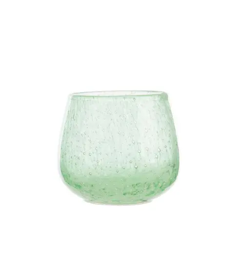 Jardin à aménager：Photophore rond coloris vert en verre - 8,5 x 9 cm