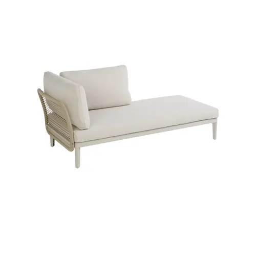 Accessoire jardin：Banquette d'extérieur coloris beige en aluminium et résine Sollya - 167,5 x 86,5 x 66 cm
