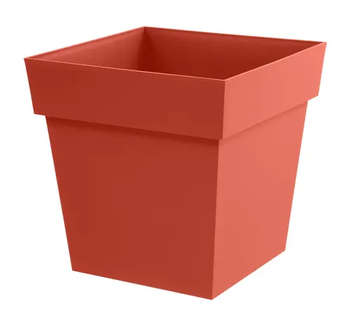 Pour équiper le jardin:Pot carré en plastique coloris terre battue EDA Toscane - 49,5 x 49,5 x 52,5 cm