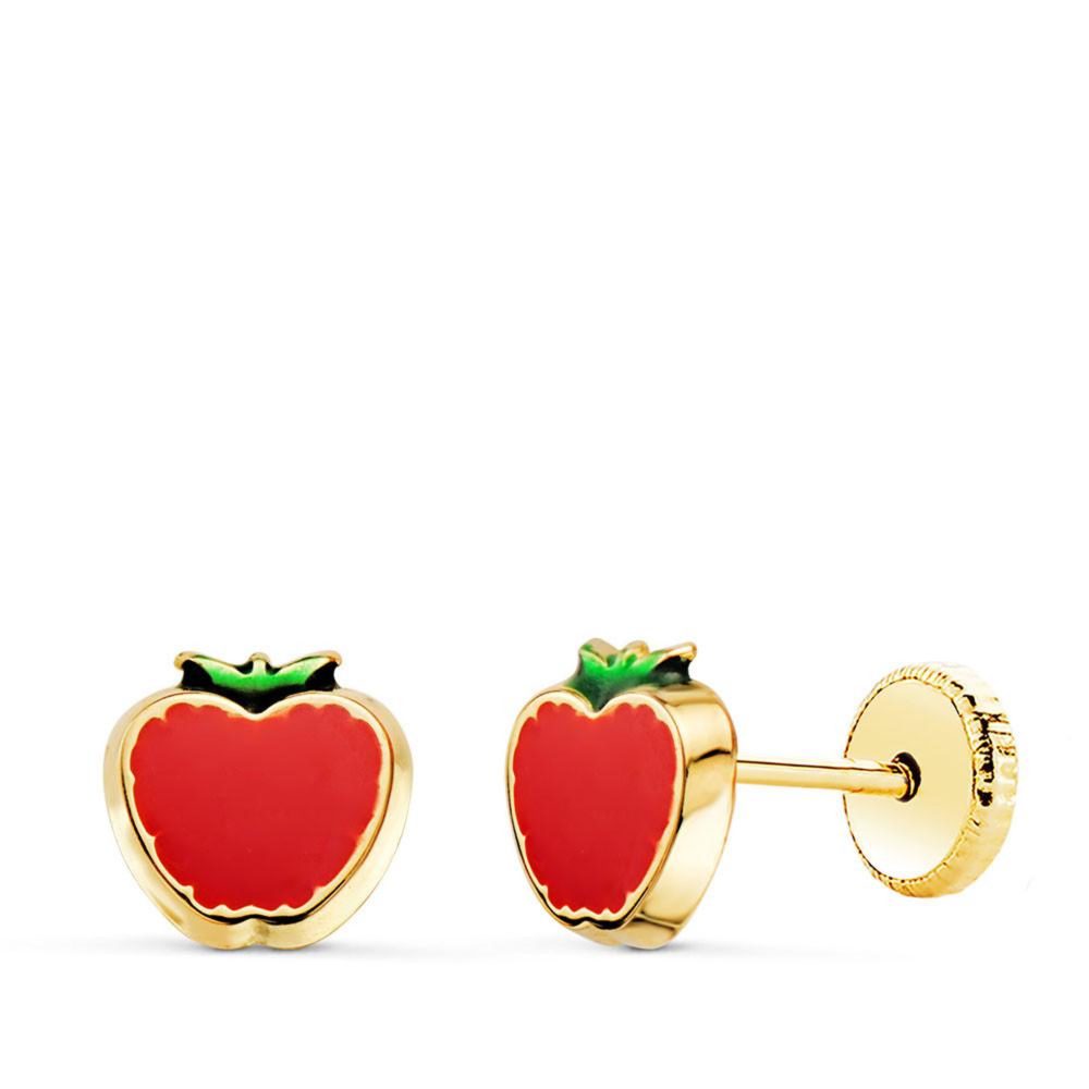 L'ATELIER D'AZUR Boucles d'Oreilles Or 18 Carats 750 Jaune et émail – 6mm Jaune