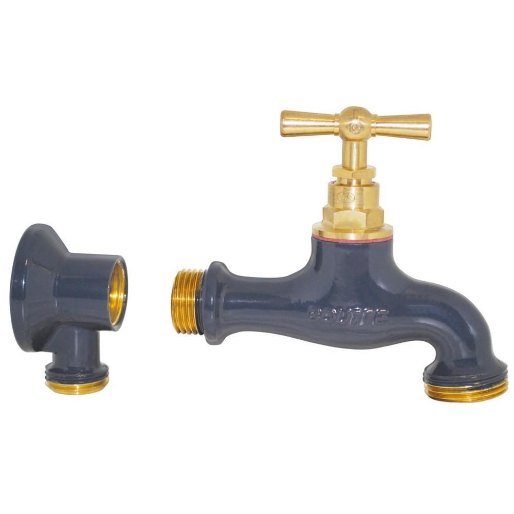CENTRALE BRICO Kit robinet ardoise en laiton peinture époxy, 15x21, 20x27, avec applique – Ambiance extérieure