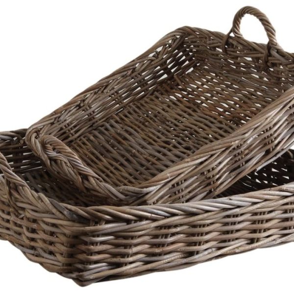 Plateaux en poelet gris (Lot de 2)