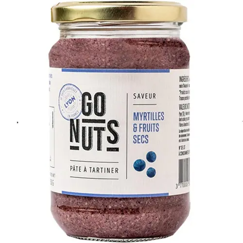 Déco pour le jardin：Pâte à tartiner myrtilles et fruits secs Go nuts - 270 g