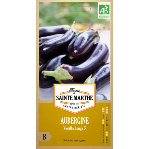 Maison & extérieur:Graines de Aubergine violette bio Ferme Sainte Marthe - graines à semer