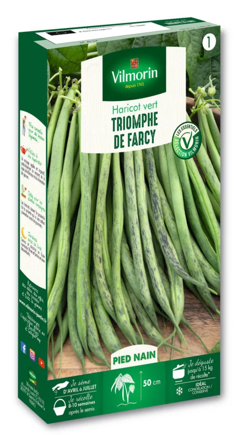 Pour plus de praticité à l’extérieur：Haricot nain à filet Triomphe de Farcy Vilmorin - graines à semer