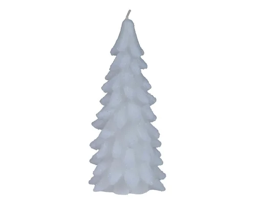 Pour les espaces verts：Bougie sapin enneigé coloris blanc - 20 cm