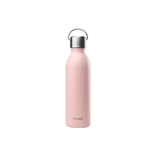 Confort dehors：Bouteille isotherme en inox recyclé Qwetch Active Matt rose pastel - 600 ml