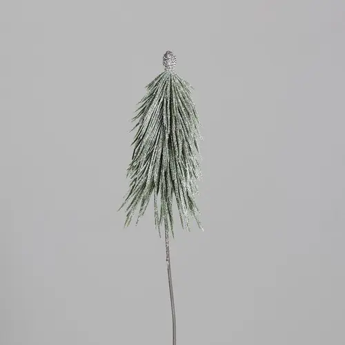 À adopter au jardin：Petite branche de sapin vert givré à piquer - 36 cm