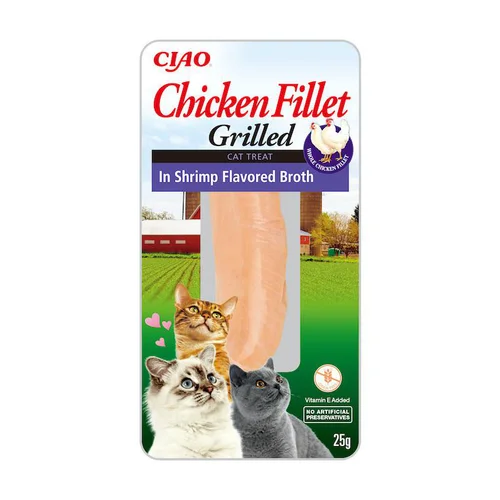 Utile dehors:Filet de poulet grillé pour chat Inaba Ciao saveur crevette - 25 g
