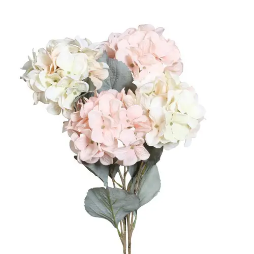 Indispensable au jardin：Branche artificielle hortensia avec 2 têtes coloris rose - 64 cm