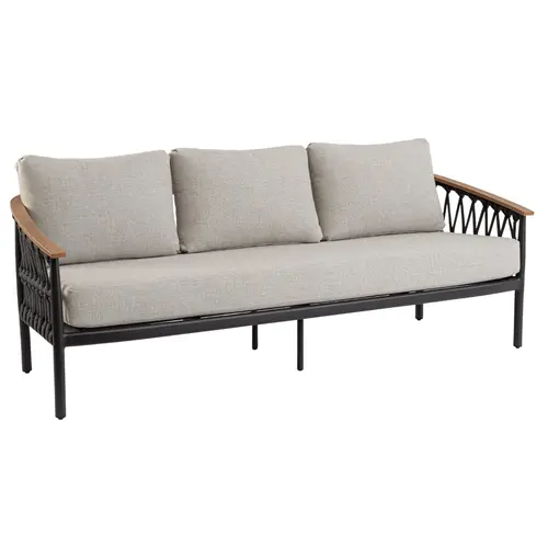 Pour un extérieur agréable：Canapé 3 places anthracite en aluminium et corde Bizzotto Fenix - 205 x 75 x 85 cm