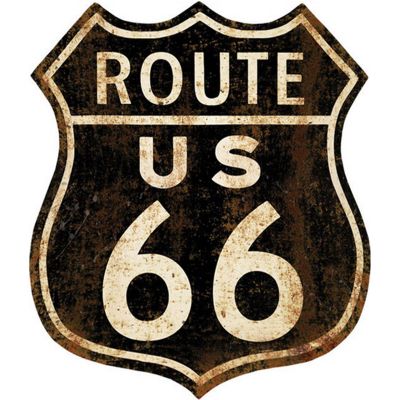 Décoration murale Route US 66 en métal 30 x 35 cm