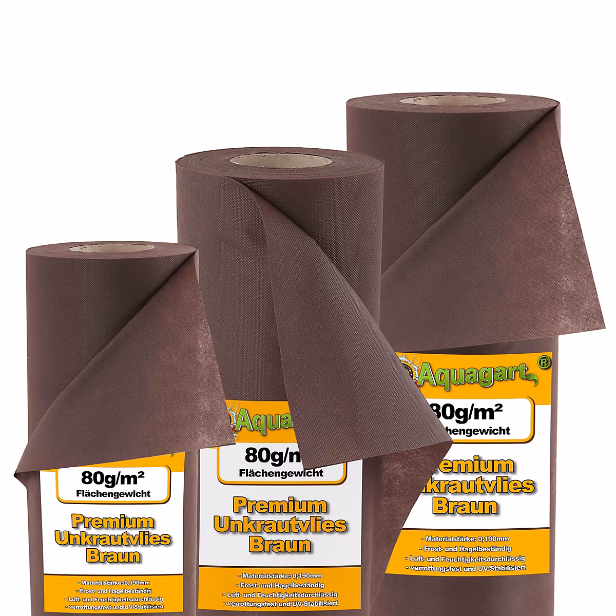90 m² film de paillage – toile de paillage 80 g 1,8 m de large, marron Aquagart