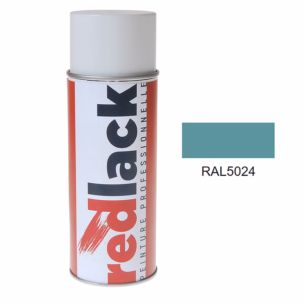 Bombe de peinture Aérosol – spray, 400ml, RAL 5024 Bleu pastel, Satiné, multisupport, Redlack, RAL5024