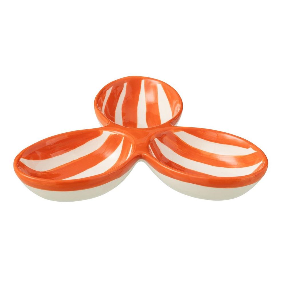J-LINE Service apéritif en céramique granada rayure 24cm orange