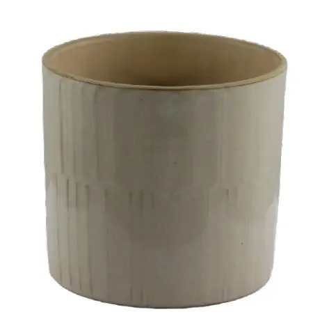 Jardin tout terrain：Cache-pot coloris beige en céramique - Ø 13 x 12 cm