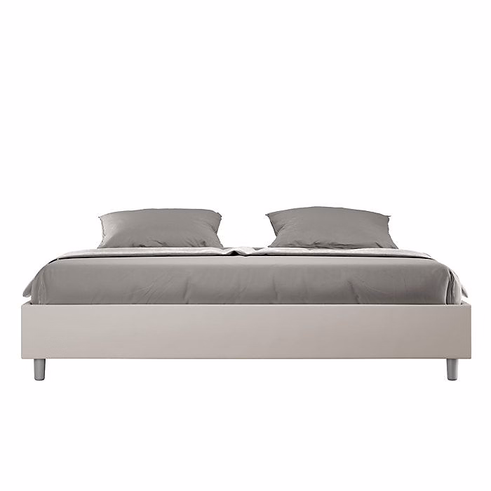 Cadre de lit rembourré 180x200 | ITYHOME – Azelia – Similicuir – Taupe – Sans sommier