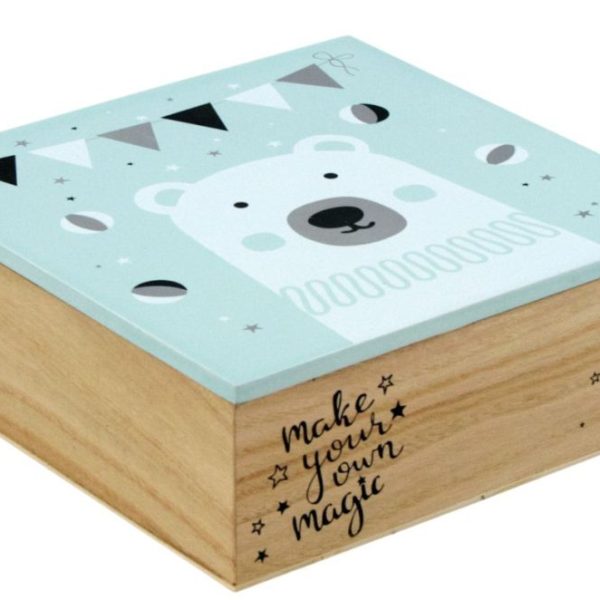 Boite carrée en bois Ours