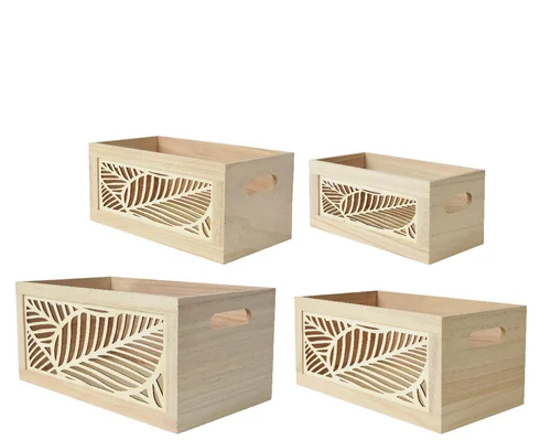 Inspiration jardin:Panier de rangement en bois de Paulownia naturel taille 4 - 23 x 11 x 10 cm