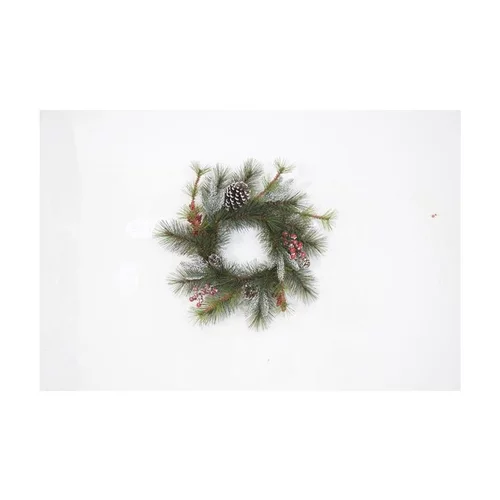 Une idée pratique pour le jardin：Couronne Pommes de Pin et Baies Ø45 cm PVC Vert