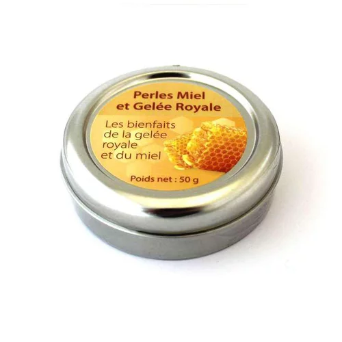 À découvrir pour le jardin：Perles miel et gelée royale. La boîte métal de 50 g