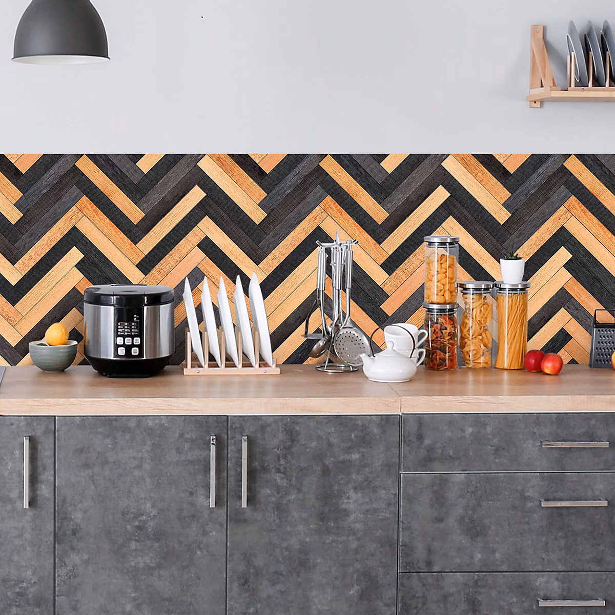 Crédence adhésive effet parquet bois 003 60 × 300cm
