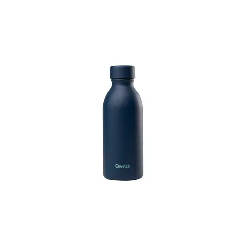 Confort jardin：Bouteille isotherme en inox recyclé Qwetch Icon Matt bleu nuit - 500 ml