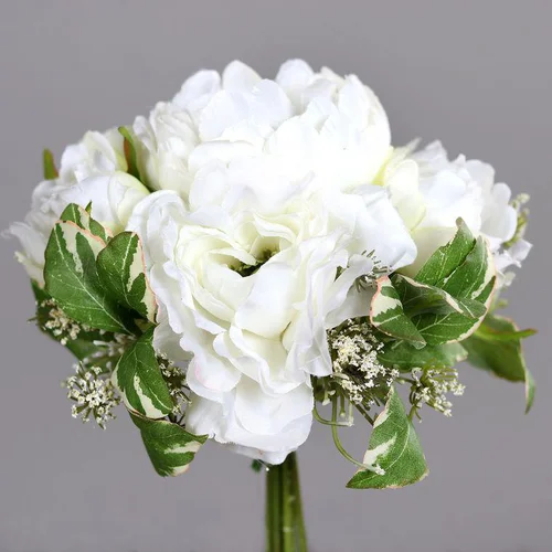 Pour plus de confort au jardin：Bouquet de pivoines blanches artificielles - 20 cm