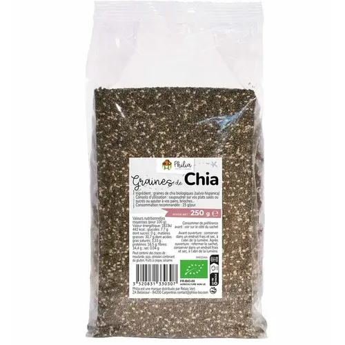 Au service de vos extérieurs：Graines de chia Bio - 250 g