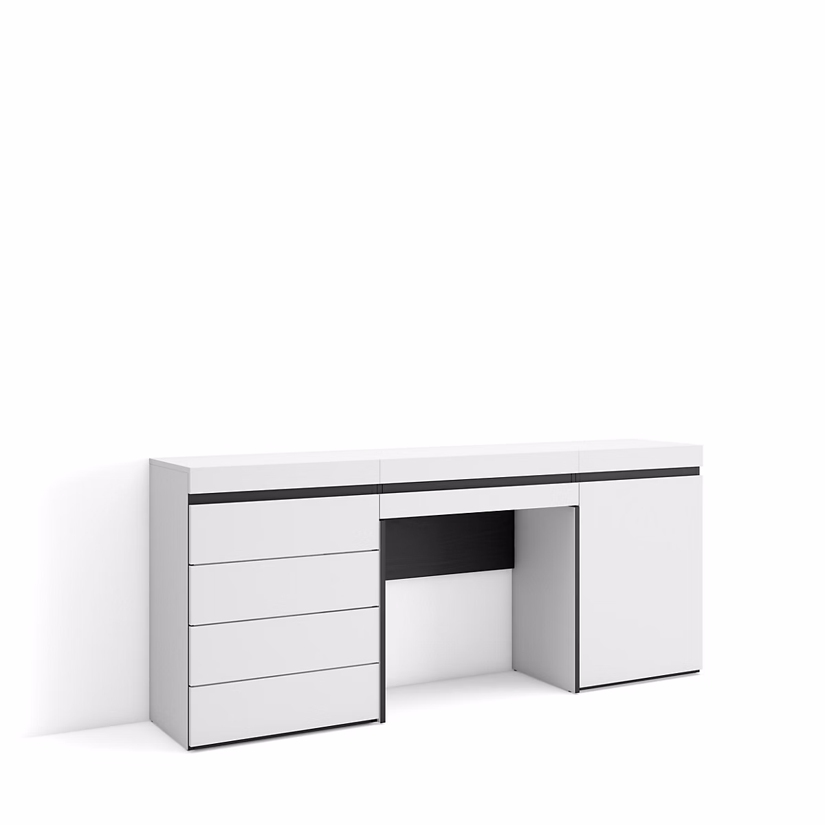 Coiffeuse 177 × 35 × 75cm avec tiroir commode buffet couleur blanc