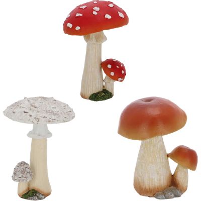Statuette décorative en polyrésine Champignons (Lot de 3) (12 cm)