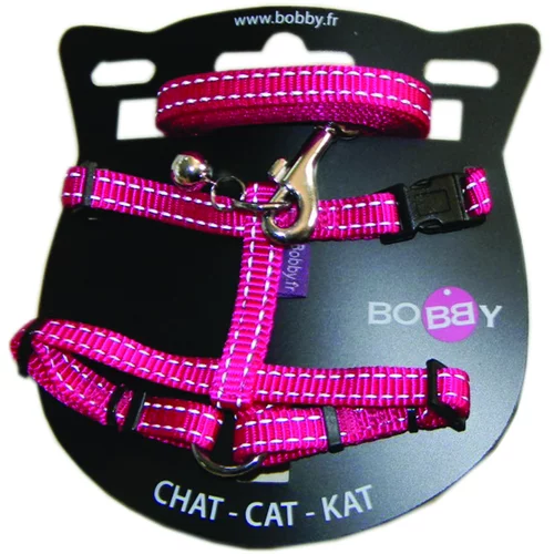 Jardin & nature：Kit harnais + laisse pour chat Safe fuchsia