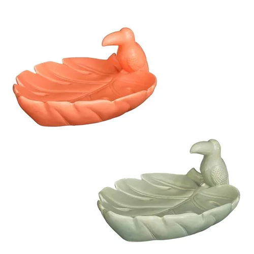 L’esprit jardin:Plat décoratif coloris orange - 21 x 15 x 9 cm