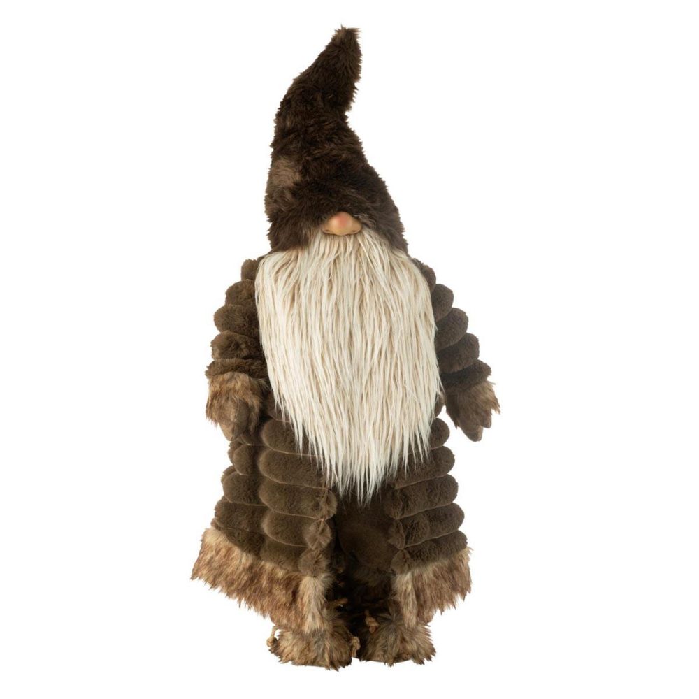 J-LINE Statue déco lutin forêt 64cm marron – Décoration de jardin