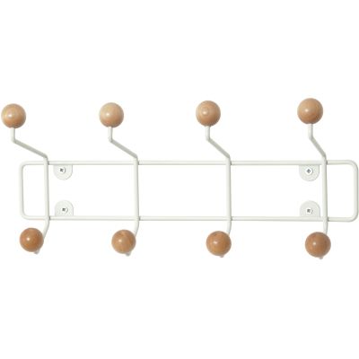 Patère 8 crochets en bois Saturnus (Blanc et bois clair)