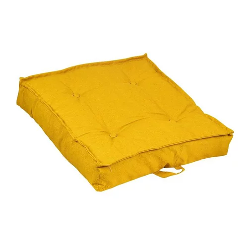 Jardin et nature:Coussin de sol coloris jaune en coton polyester - 66 x 66 x 15 cm