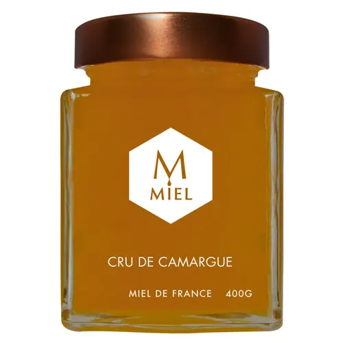 Pour vos besoins au jardin：Miel cru de Camargue dans un pot en verre Hexagone - 400 g
