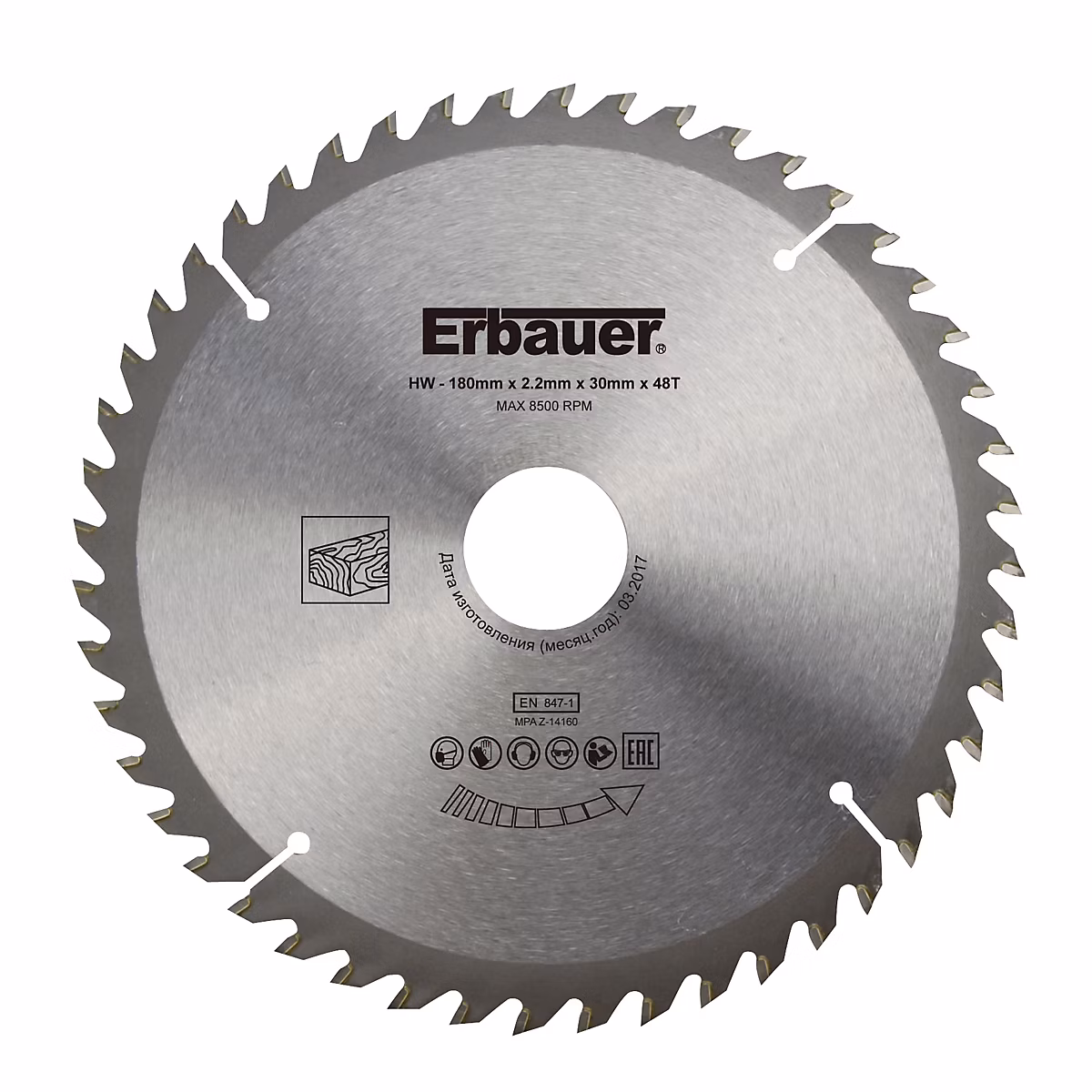 Lame et accessoire de scie – Lame de scie circulaire Bois Erbauer Ø180 x30/20/16 coupe fine 48 dents