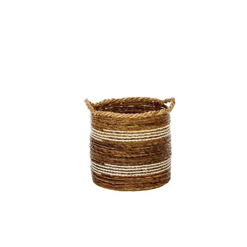 Utile jardin：Panier en bananier blanc naturel H 39 x ? 44 cm