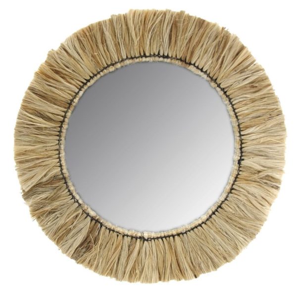 Miroir rond en jonc naturel