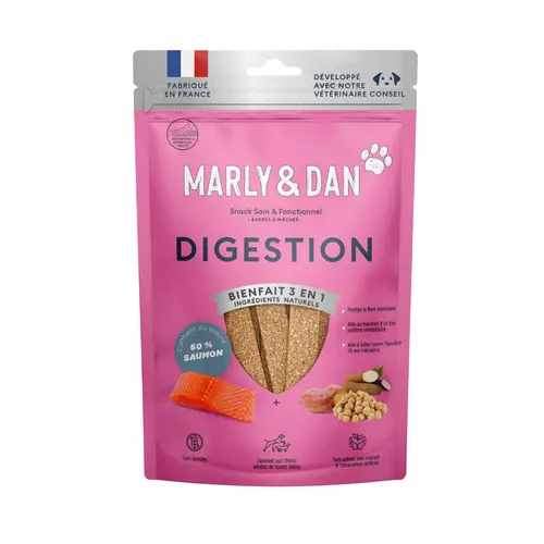 Pour la maison et le jardin:Friandises pour chien barres à mâcher digestion Marly & Dan - 80 g