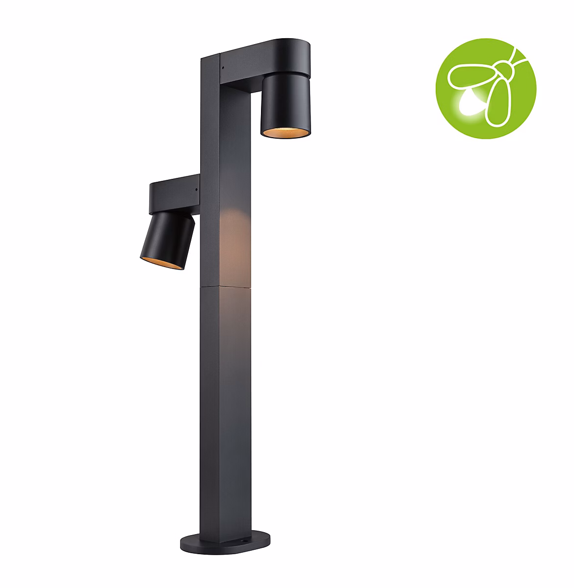 Borne lumineuse LED Kimu favorable aux insectes IP44 cylindrique 822mm 2200K 2x7 – 8W 2x500lm 230V 70 Anthracite Aluminium